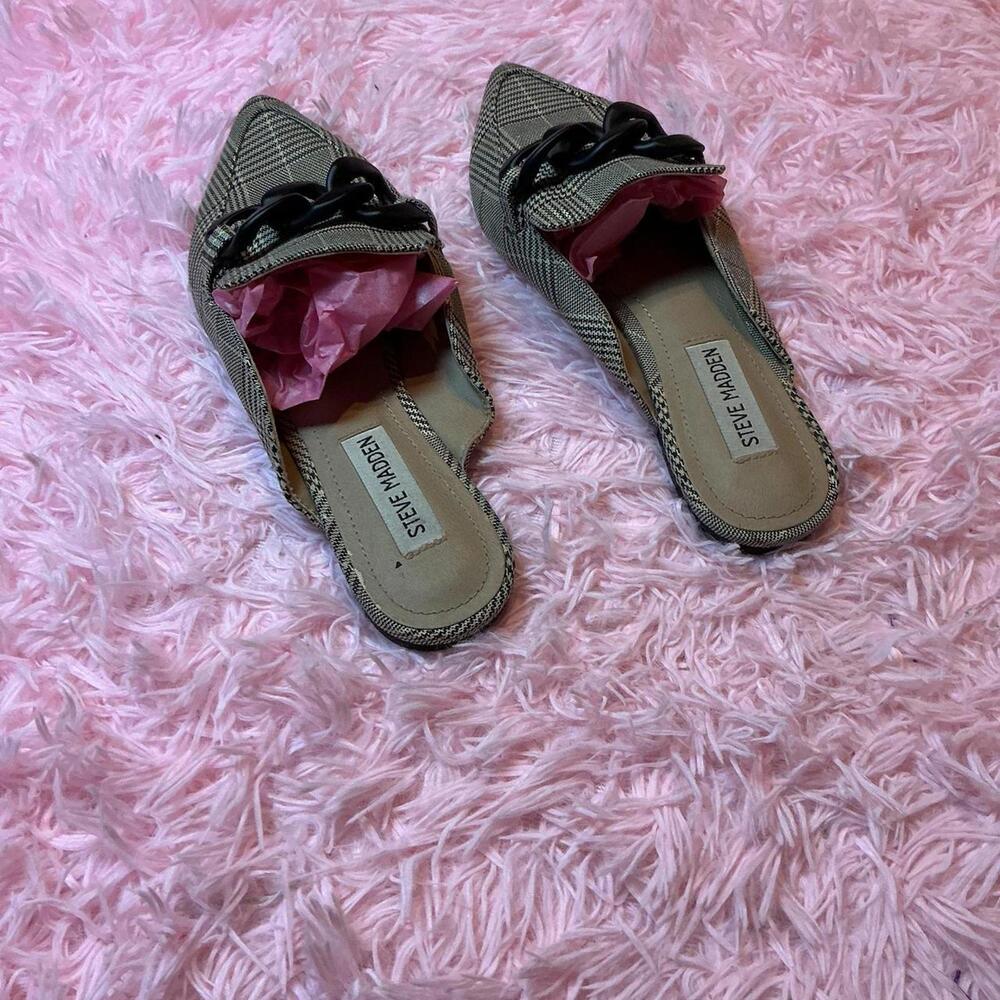 Steve Madden tan plaid mules #mules #flats - Picture 3 of 5